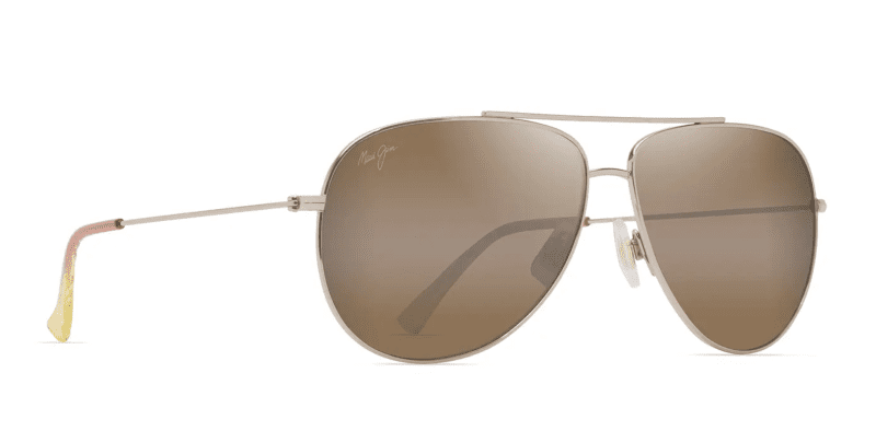 MauiJImHau oliXL674SunglassesShinyLightGoldwithOrange YellowandHCLBronzeLensescorner