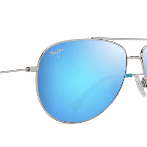 MauiJImHau oliXL674SunglassesShinySilverBlueGreenwithBlueHawaiilensescorner