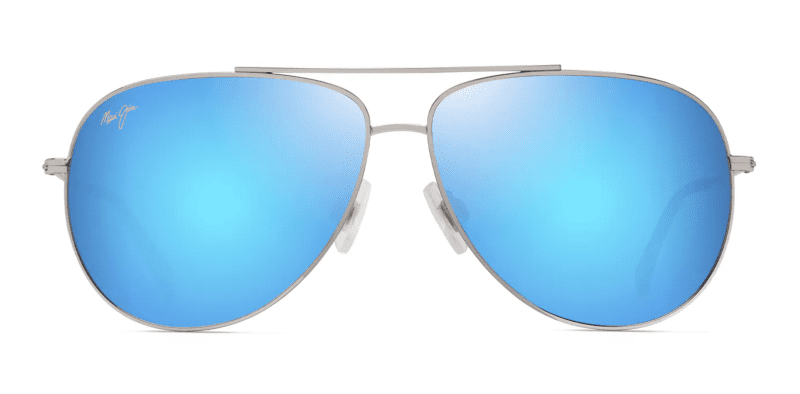 MauiJImHau oliXL674SunglassesShinySilverBlueGreenwithBlueHawaiilensesfront