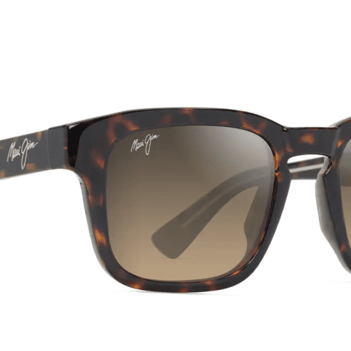 MauiJImMALUHIA643Sunglasses ShinyDarkHavanawithTransyellowwithMauiHCLBronzeLensescorner