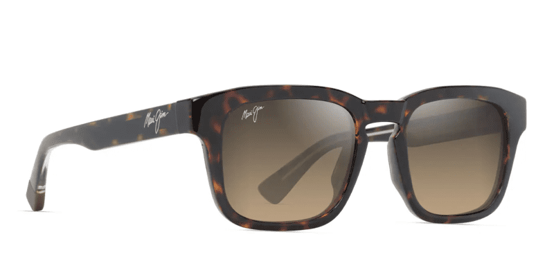 MauiJImMALUHIA643Sunglasses ShinyDarkHavanawithTransyellowwithMauiHCLBronzeLensescorner