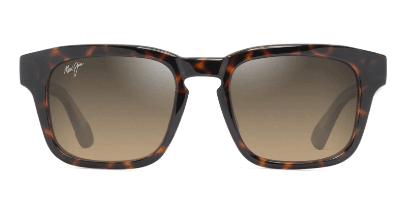 MauiJImMALUHIA643Sunglasses ShinyDarkHavanawithTransyellowwithMauiHCLBronzeLensesfront