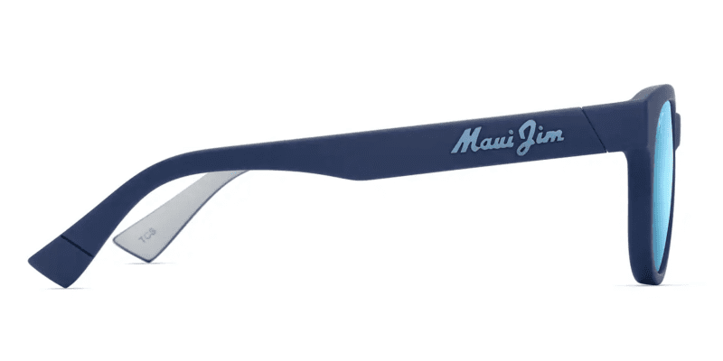 MauiJImMaoli668SunglassesMatteDarkBluewithBlueHawaiilensesSide