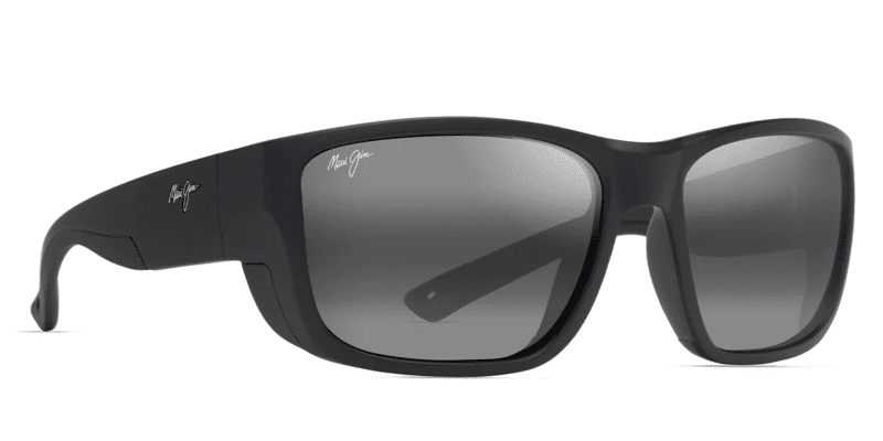 MauiJimAmberjack896SunglassesMatteBlackwithBlackRubberandNeutralGreyLenses