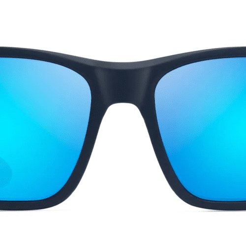 MauiJimAmberjack896SunglassesMatteDarkNavywithBlackRubberandBlueHawaiiLensesfront