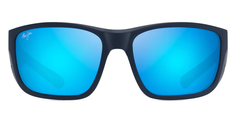 MauiJimAmberjack896SunglassesMatteDarkNavywithBlackRubberandBlueHawaiiLensesfront