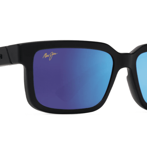 MauiJimHiapoAsianFit655SunglassesMatteBlackwithBlueHawaiiCustom