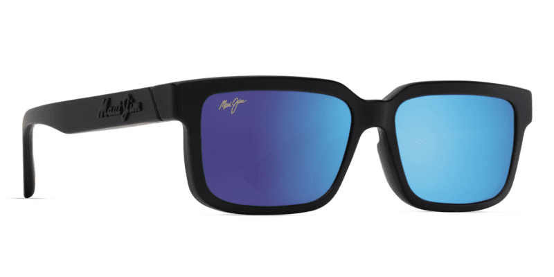 MauiJimHiapoAsianFit655SunglassesMatteBlackwithBlueHawaiiCustom