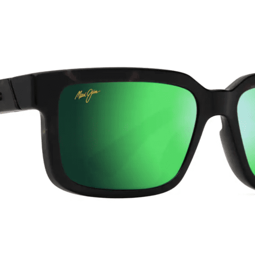 MauiJimHiapoAsianFit655SunglassesMatteDarkHavanawithMauiGreenCustom