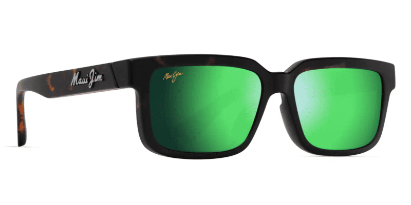 MauiJimHiapoAsianFit655SunglassesMatteDarkHavanawithMauiGreenCustom