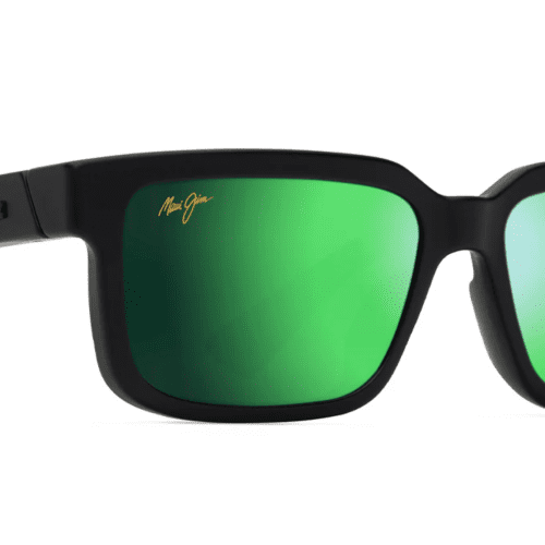 MauiJimHiapoAsianFit655SunglassesmatteBlackwithMauiGreencustom