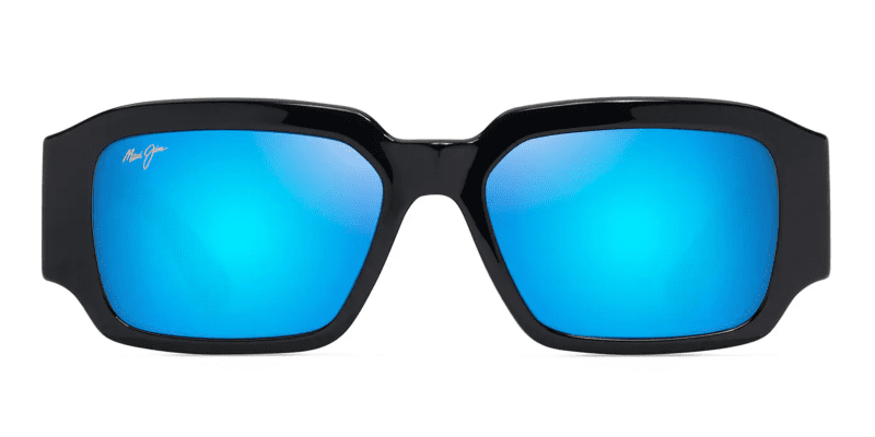 MauiJimKUPALE639Sunglasses ShinyBlackwithBlueHawaiiLensesfront