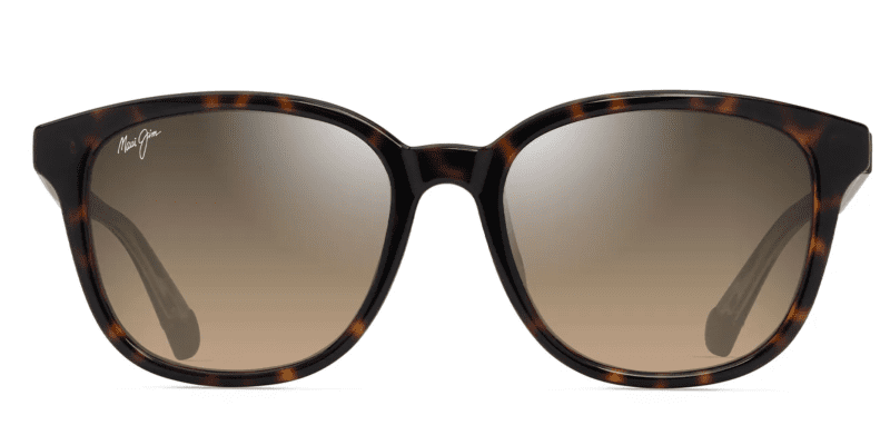 MauiJimKU IKAHI647AsianFitSunglasssesShinyDarkHavanaTransYellowwithHCLBronzefront