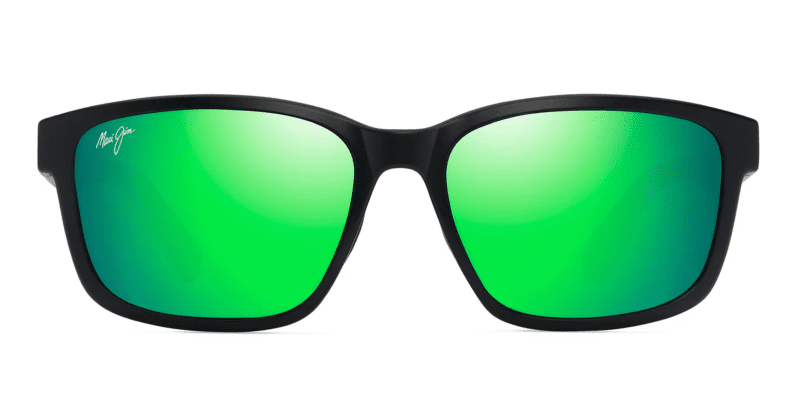 MauiJimLehiwa648Sunglasses MatteBlackwithMauiGreenfront