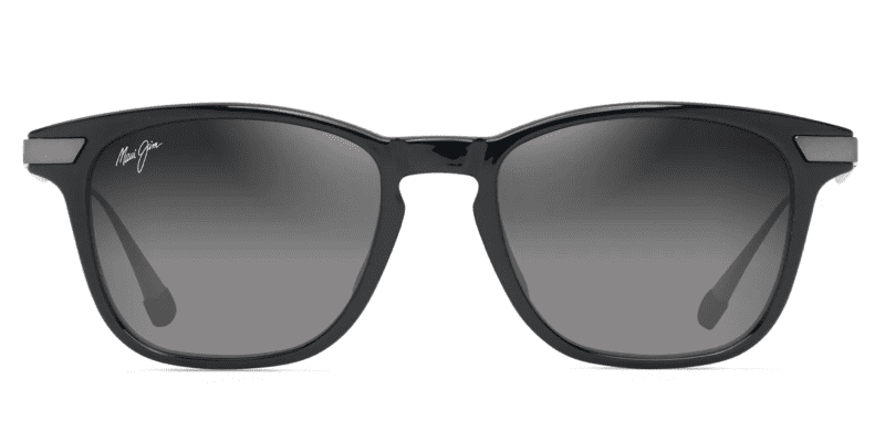 MauiJimMana Olana623SunglassesShinyBlackwithGunmetalwithNeutralGreyfront