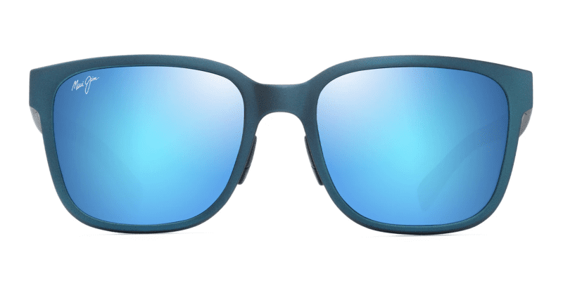 MauiJimPauele660AsianFitSunglasssesMatteTealBluewithBlueHawaiiLensesfront