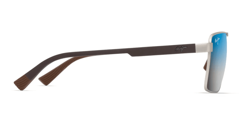 MauiJimPiha621SunglassesMatteSilverBrownwithDualBluetosilvermirrorlensesside