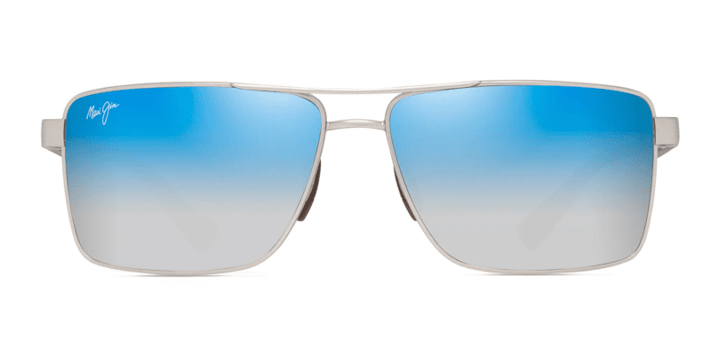 MauiJimPiha621SunglassesMatteSilverBrownwithDualMirrorBluetosilverensesfront