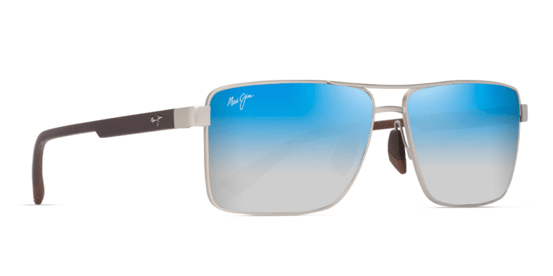 MauiJimPiha621SunglassesMatteSilverBrownwithDualMirrorBluetosilverlensescorner