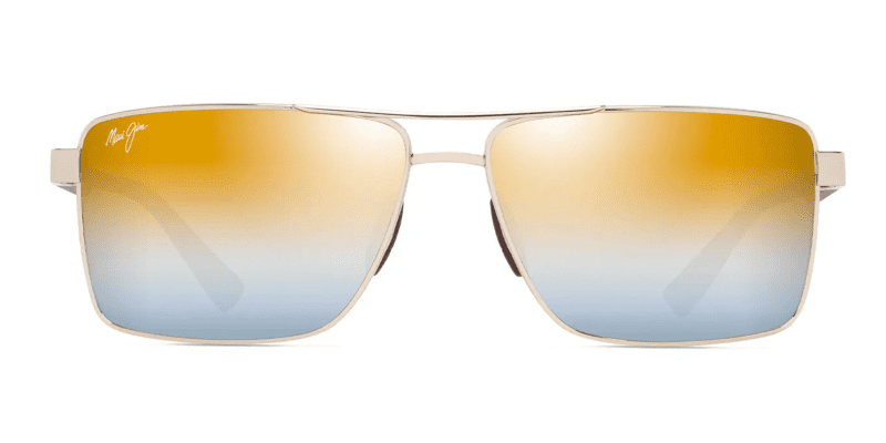 MauiJimPiha621SunglassesShinyGoldBurgundywithDualmirrorGoldtoSilverlensesFront