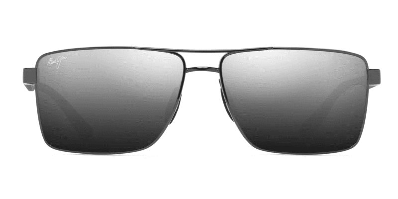 MauiJimPiha621SunglassesShinyGunmetalBlackwithDualMirrorSilvertoBlacklensesfront