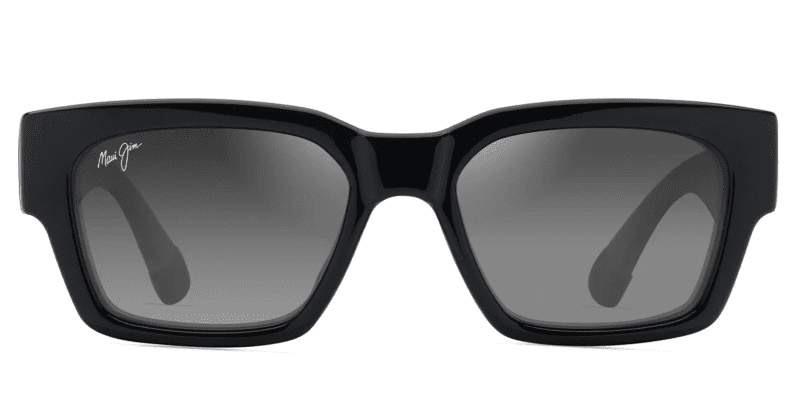 MauiJimShinyBlackKenui642SunglasseswithNeutralGreylensesFront