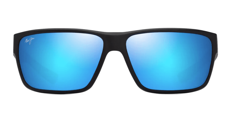 MauiJimUila661SunglassesMatteBlackwithBlueHawaiilensesfront