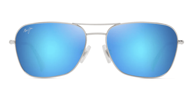 MauijimNa auao675SunglassesShinySilverBlue GreenwithBlueHawaiiLensesfront