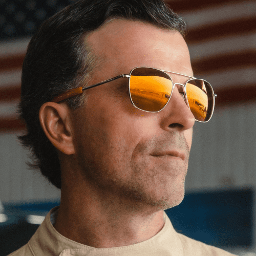 Randolph Amelia Runway Aviator Sunglasses Model Image