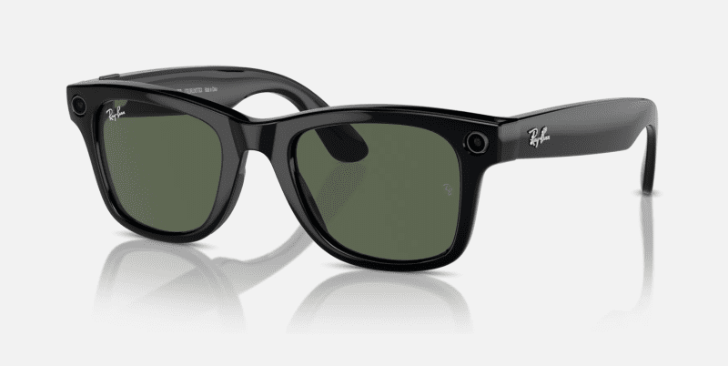 Ray BanxMetaWayfarerSmartSunglassesShinyBlackGreenClassicG 15Corner