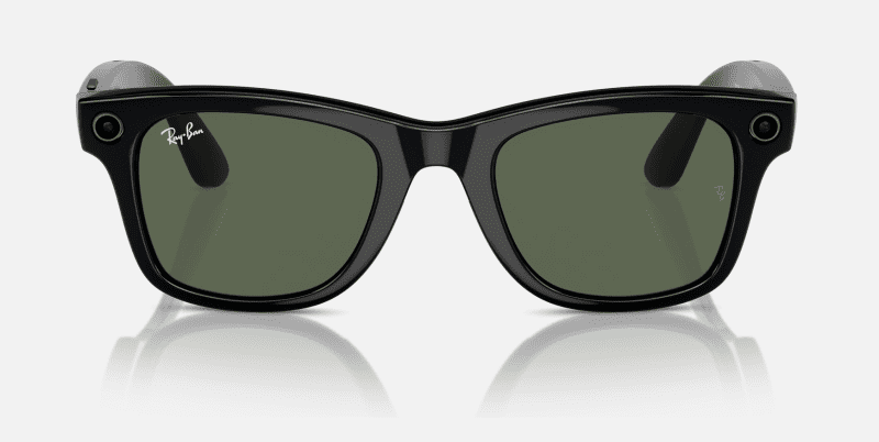 Ray BanxMetaWayfarerSmartSunglassesShinyBlackGreenClassicG 15Front